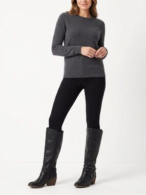 Black Knee-High Riding Boots with Buckle & Braided Strap